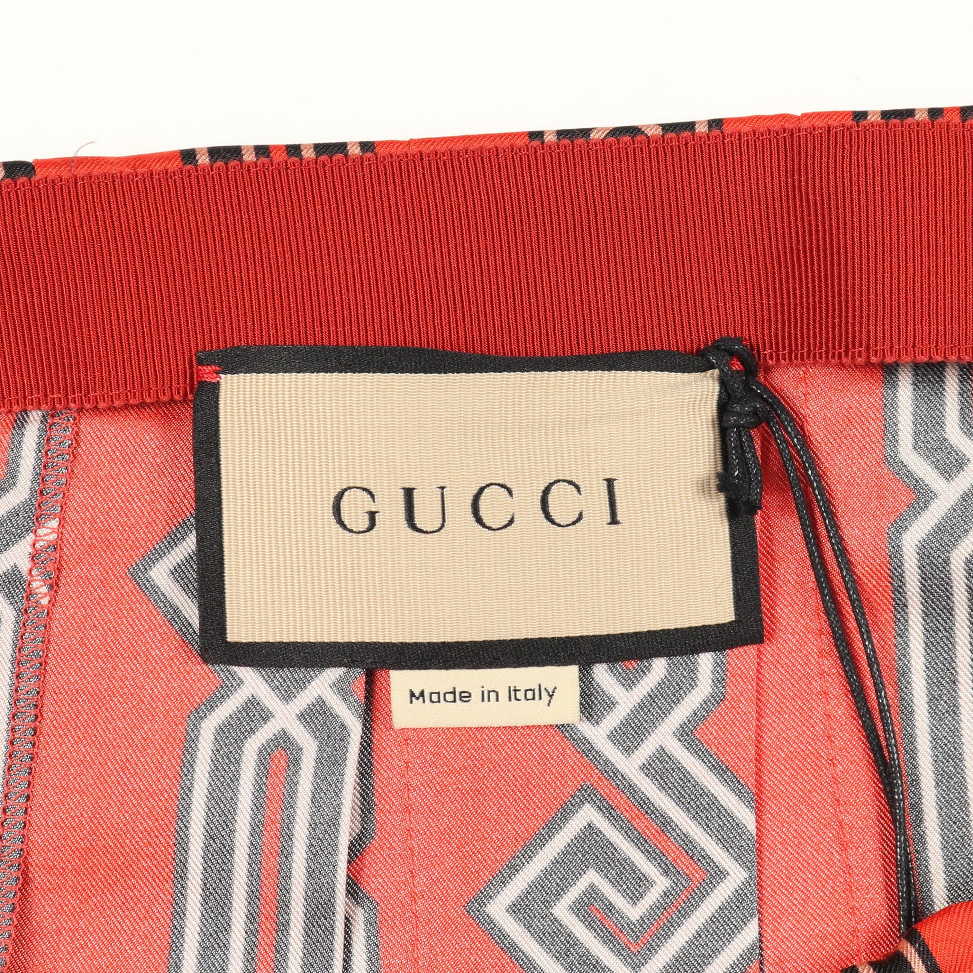 プリーツ スカート 総柄 シルク コットン オレンジレッド ブラック グッチ ボトムス GUCCI