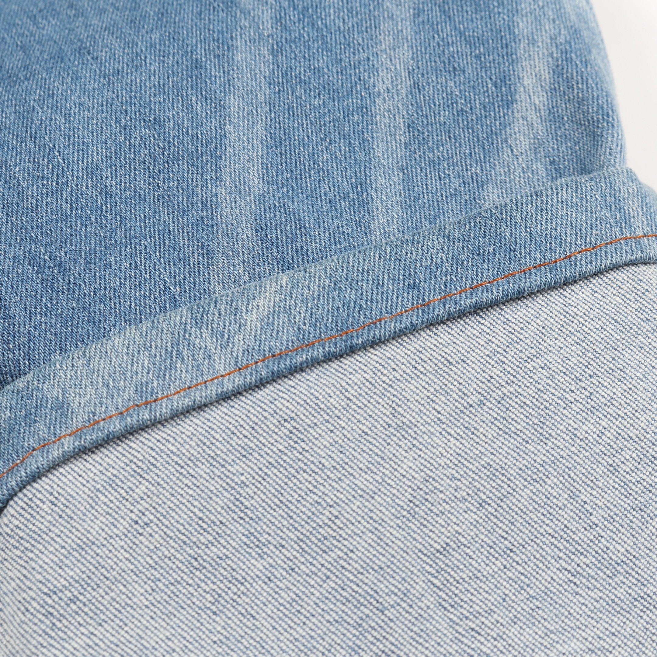 ココマークボタン デニムパンツ コットン ブルー レーザー加工