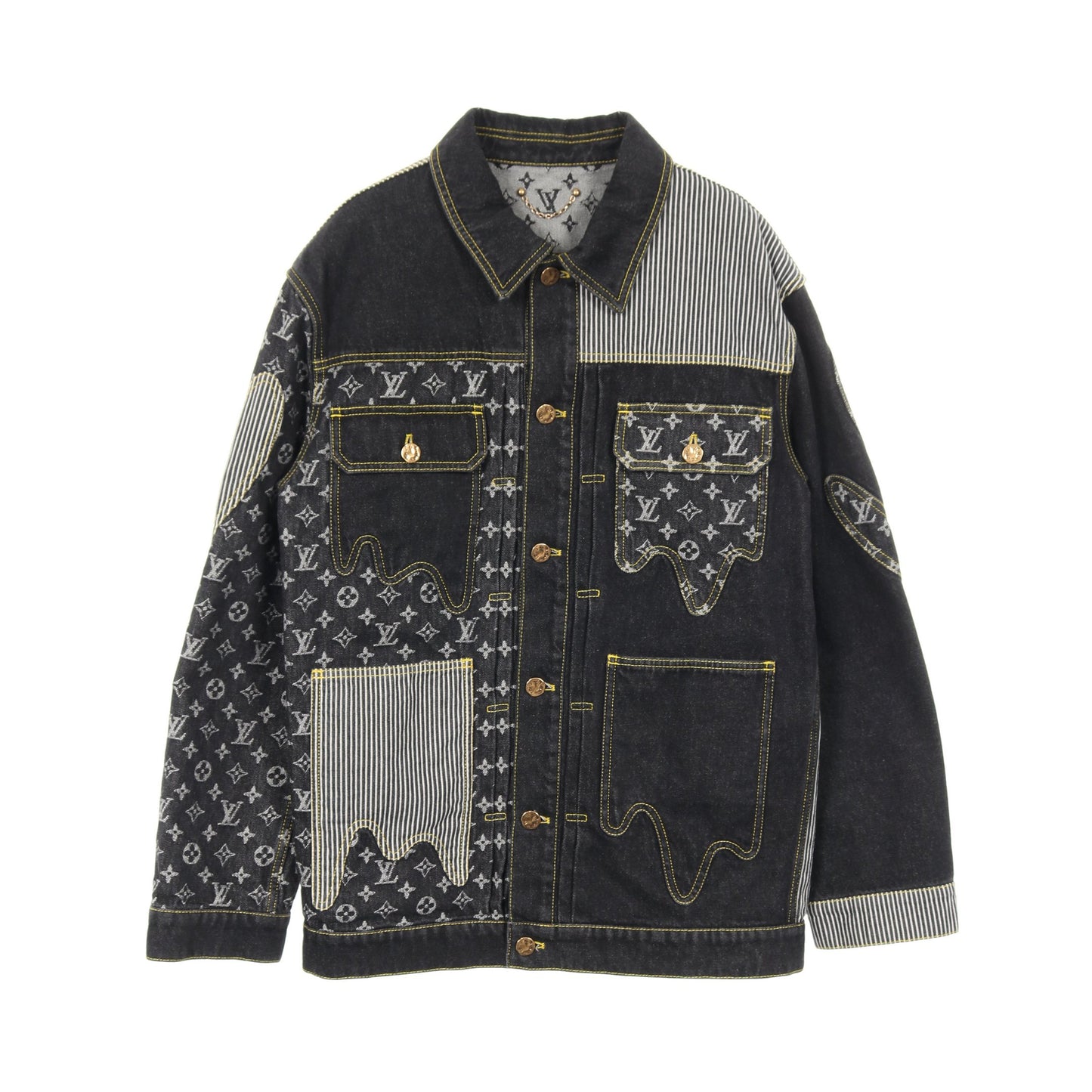 LOUIS VUITTON × NIGO モノグラム クレイジー ワークウェア デニムジャケット コットン ブラック グレー ルイヴィトン アウター LOUIS VUITTON