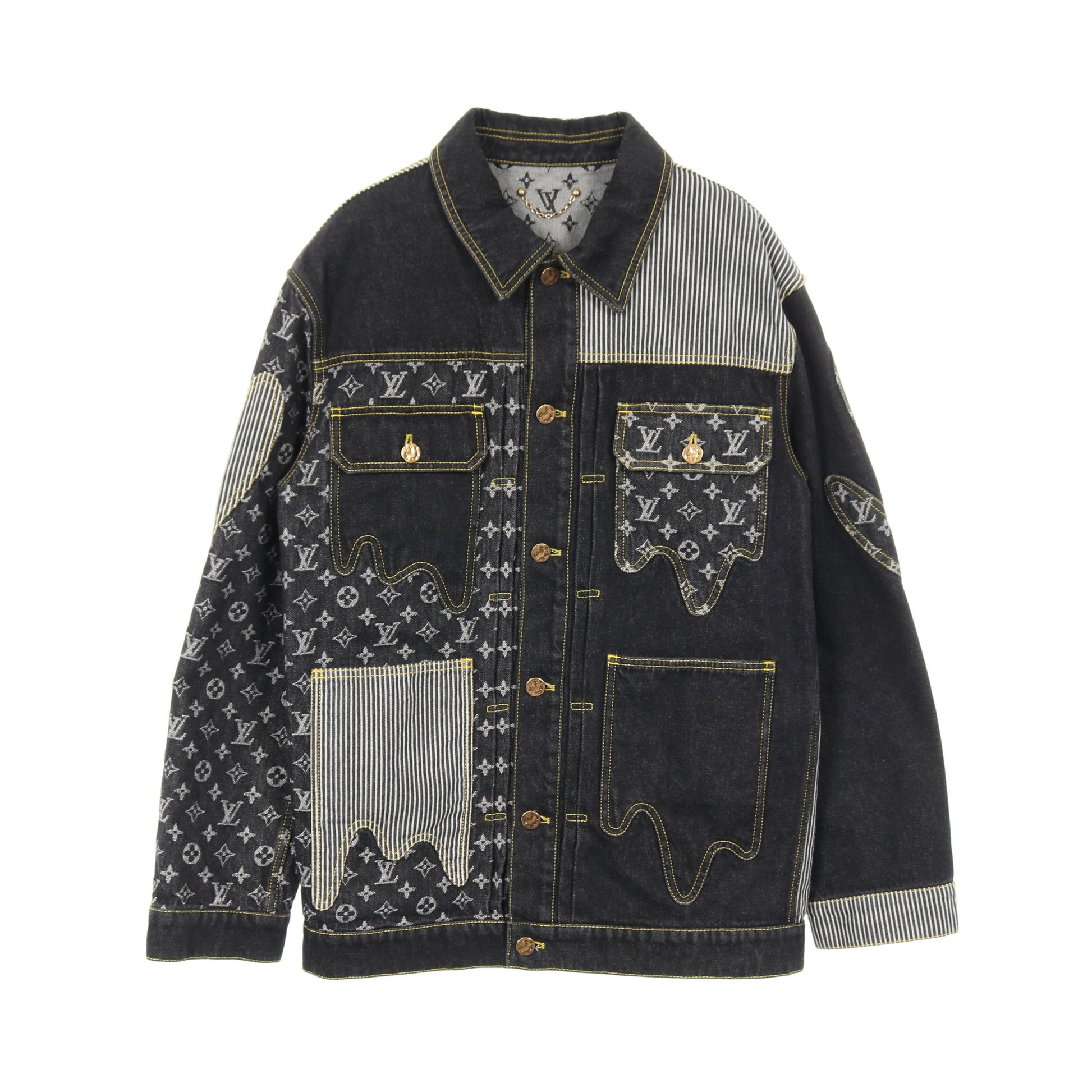 LOUIS VUITTON × NIGO モノグラム クレイジー ワークウェア デニムジャケット コットン ブラック グレー ルイヴィトン アウター LOUIS VUITTON