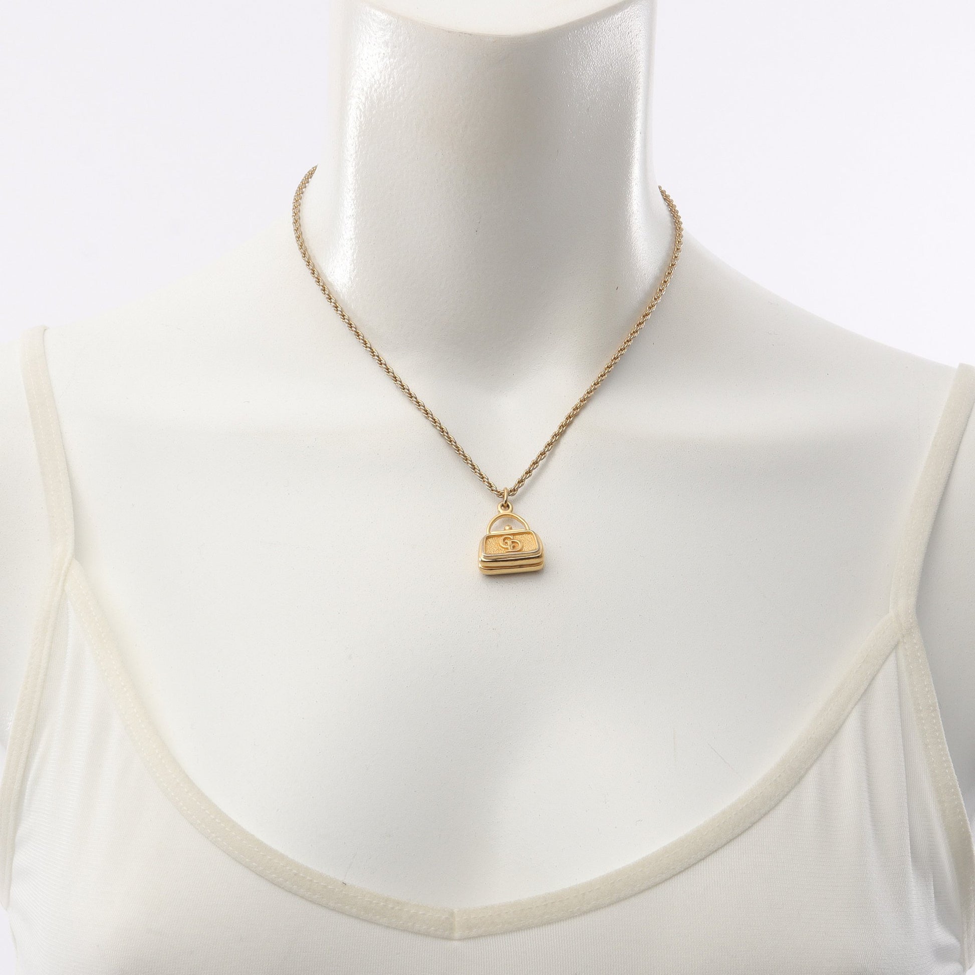 CDロゴ バッグモチーフ ネックレス GP ゴールド クリスチャンディオール アクセサリー Christian Dior