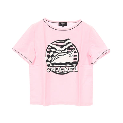 LA PAUSA ラ パウザ クルーズコレクション Tシャツ クルーネック 半袖 コットン ライトピンク ブラック ホワイト シャネル トップス CHANEL