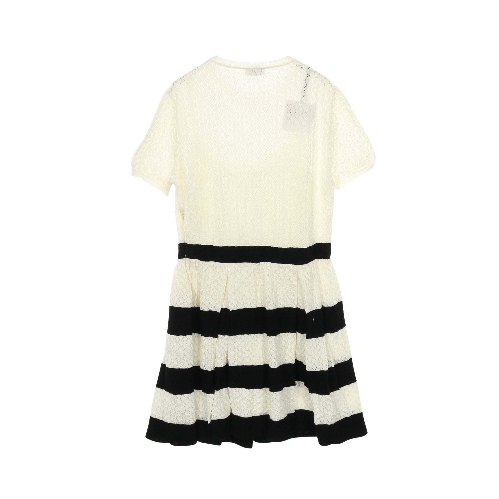 レース プリーツ ニットワンピース 半袖 ボーダー コットン ホワイト ブラック レッドヴァレンティノ ワンピース RED VALENTINO