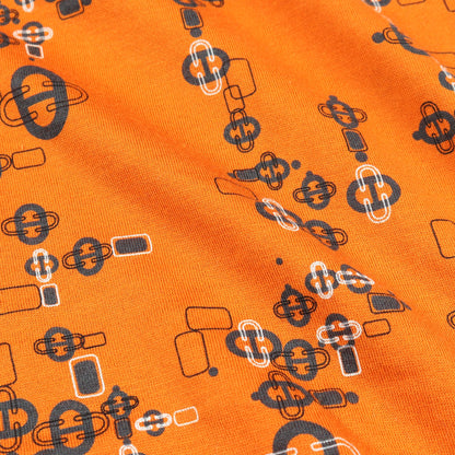 Tシャツ シェーヌダンクル 総柄 コットン オレンジ ネイビー エルメス トップス HERMES