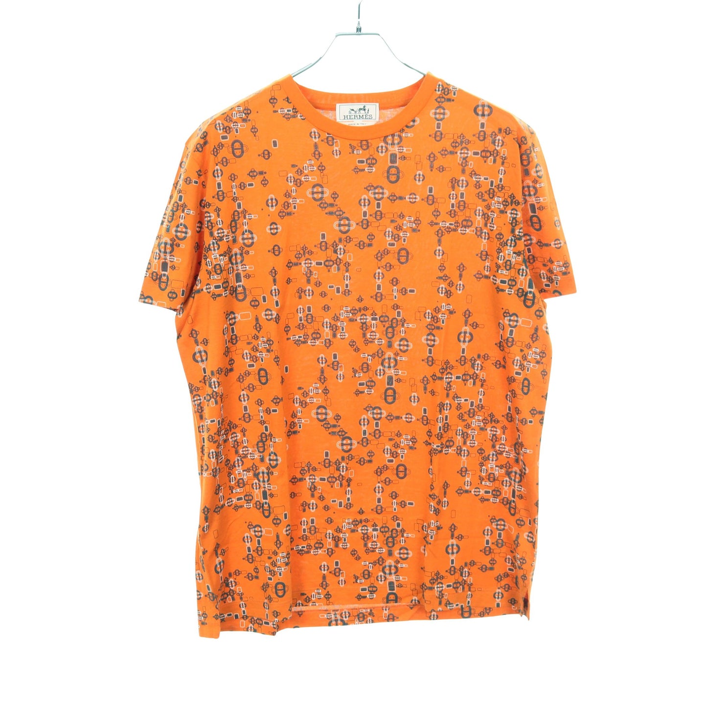 Tシャツ シェーヌダンクル 総柄 コットン オレンジ ネイビー エルメス トップス HERMES