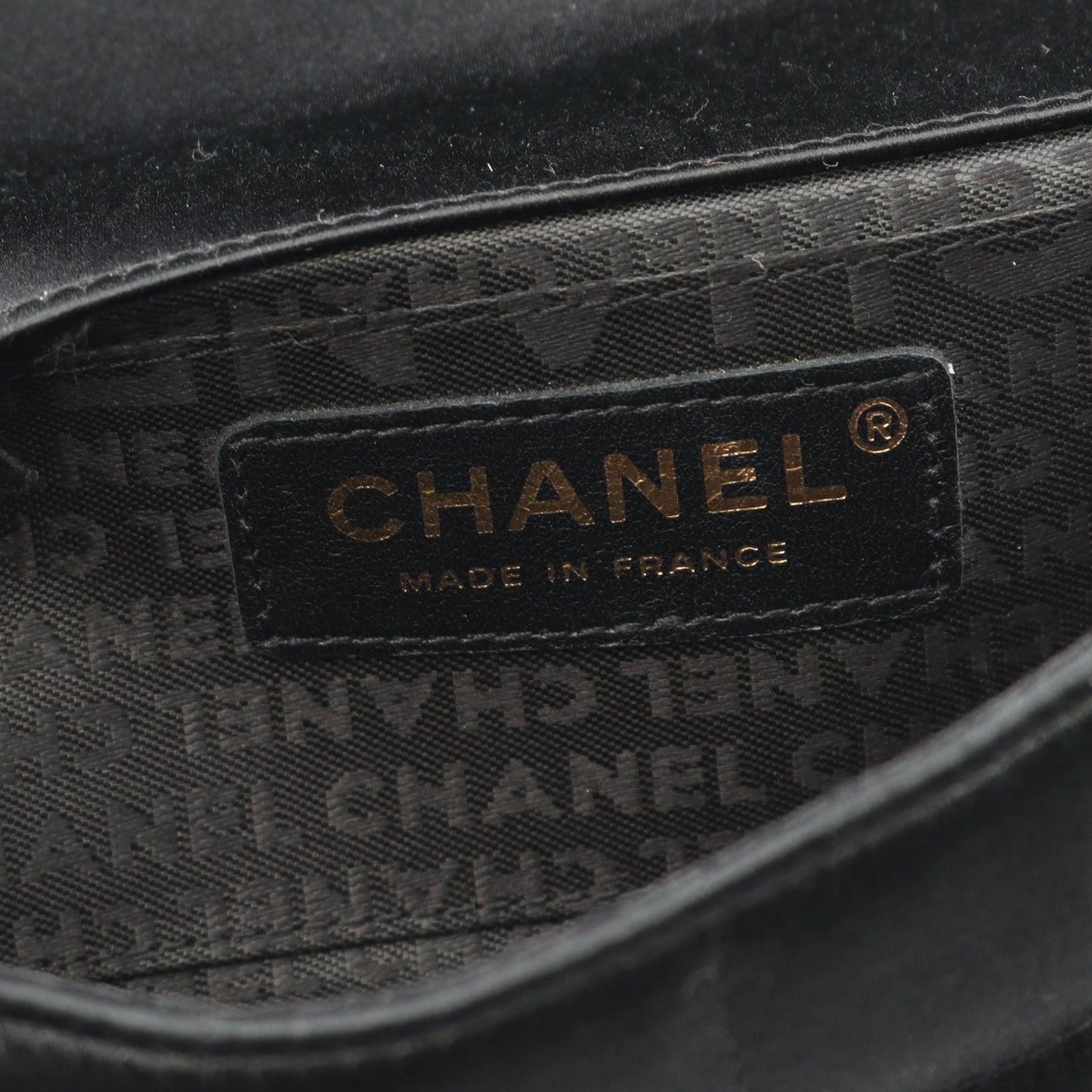 チョコバー カメリア チェーンショルダーバッグ サテン ブラック ゴールド金具 シャネル バッグ CHANEL