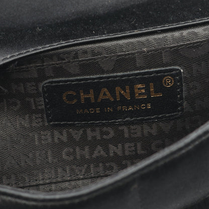 チョコバー カメリア チェーンショルダーバッグ サテン ブラック ゴールド金具 シャネル バッグ CHANEL