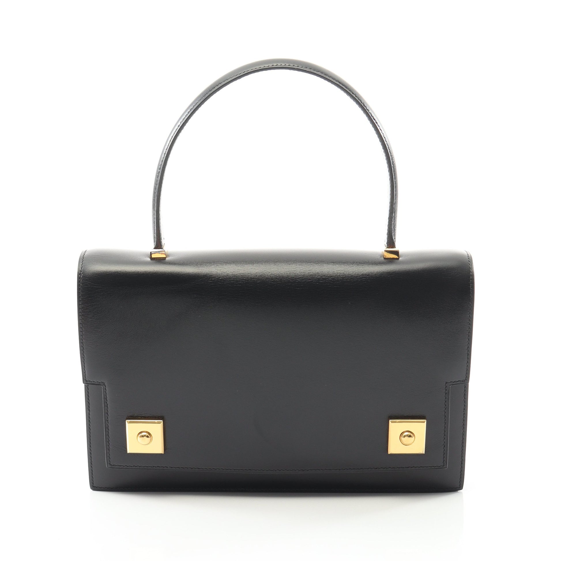 ピアノ ハンドバッグ ボックスカーフ ブラック ゴールド金具 ○P刻印 エルメス バッグ HERMES