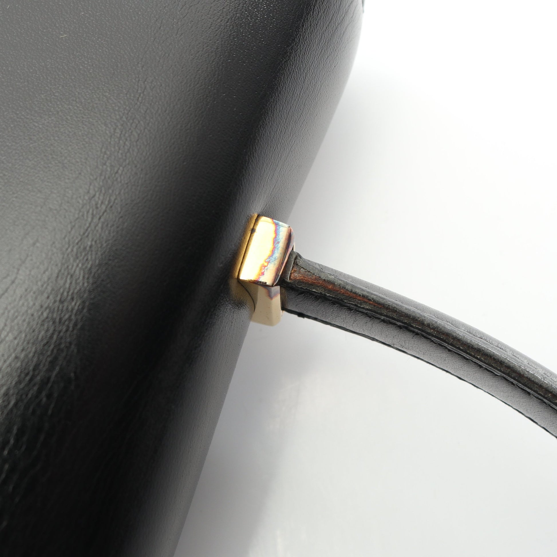 ピアノ ハンドバッグ ボックスカーフ ブラック ゴールド金具 ○P刻印 エルメス バッグ HERMES
