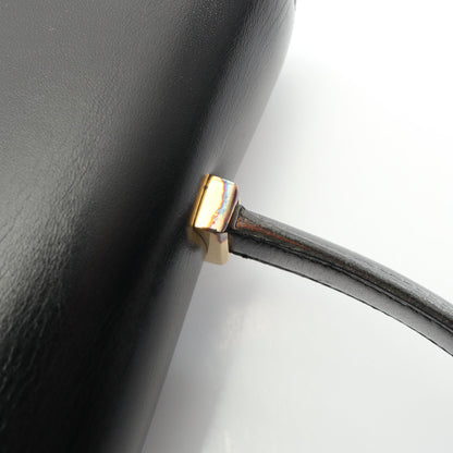 ピアノ ハンドバッグ ボックスカーフ ブラック ゴールド金具 ○P刻印 エルメス バッグ HERMES