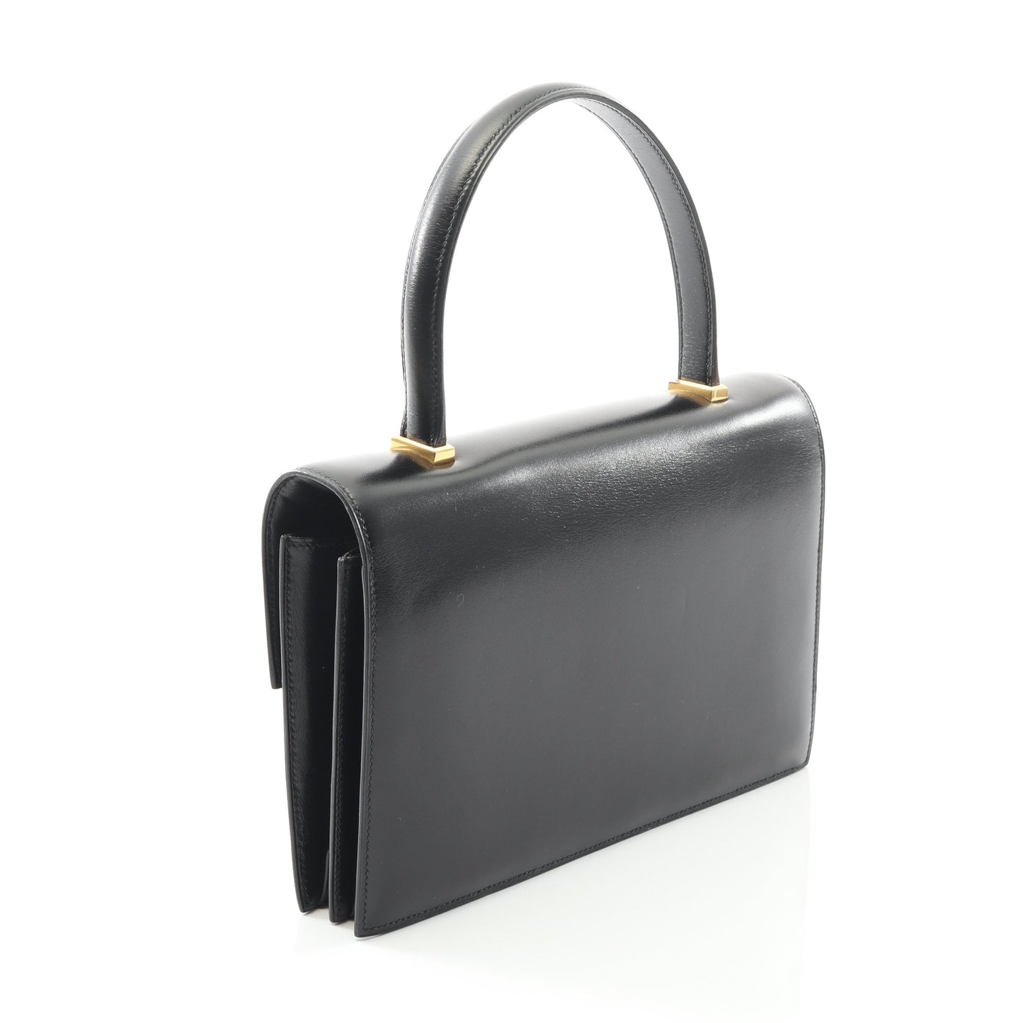 ピアノ ハンドバッグ ボックスカーフ ブラック ゴールド金具 ○P刻印 エルメス バッグ HERMES