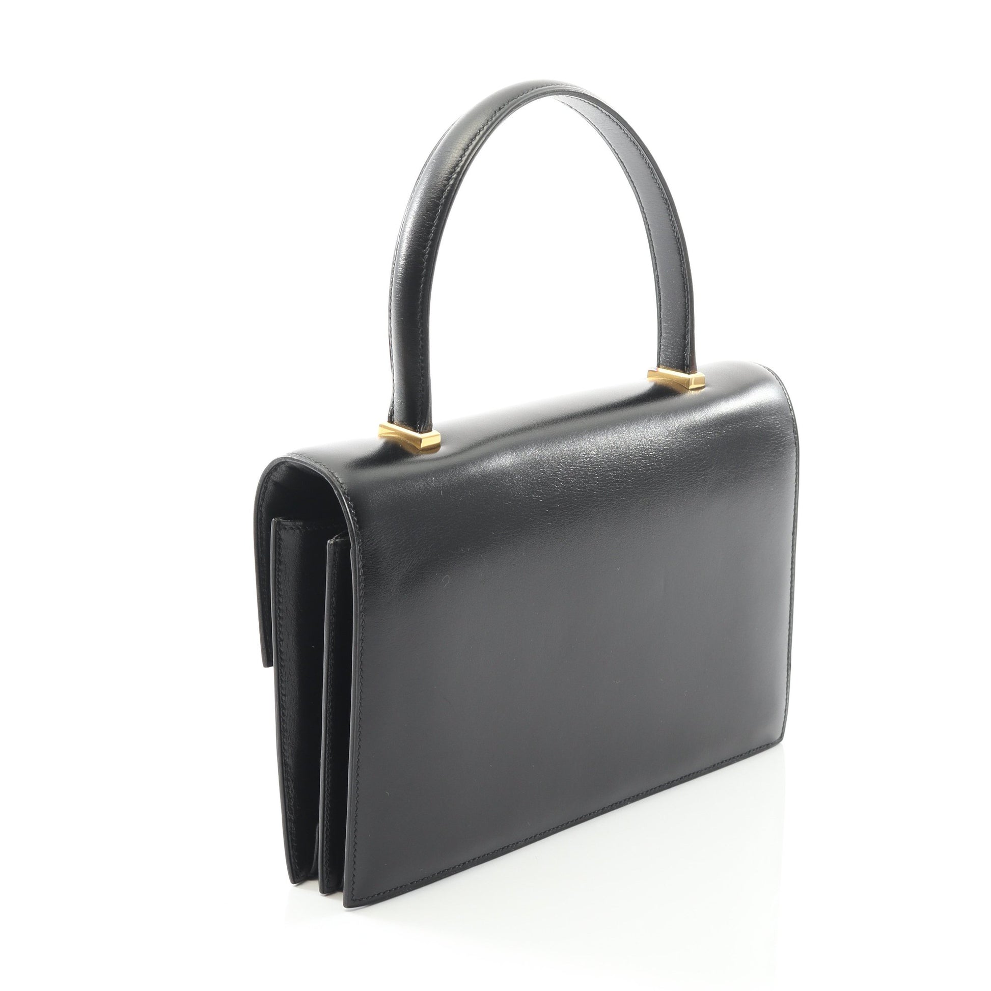 ピアノ ハンドバッグ ボックスカーフ ブラック ゴールド金具 ○P刻印 エルメス バッグ HERMES