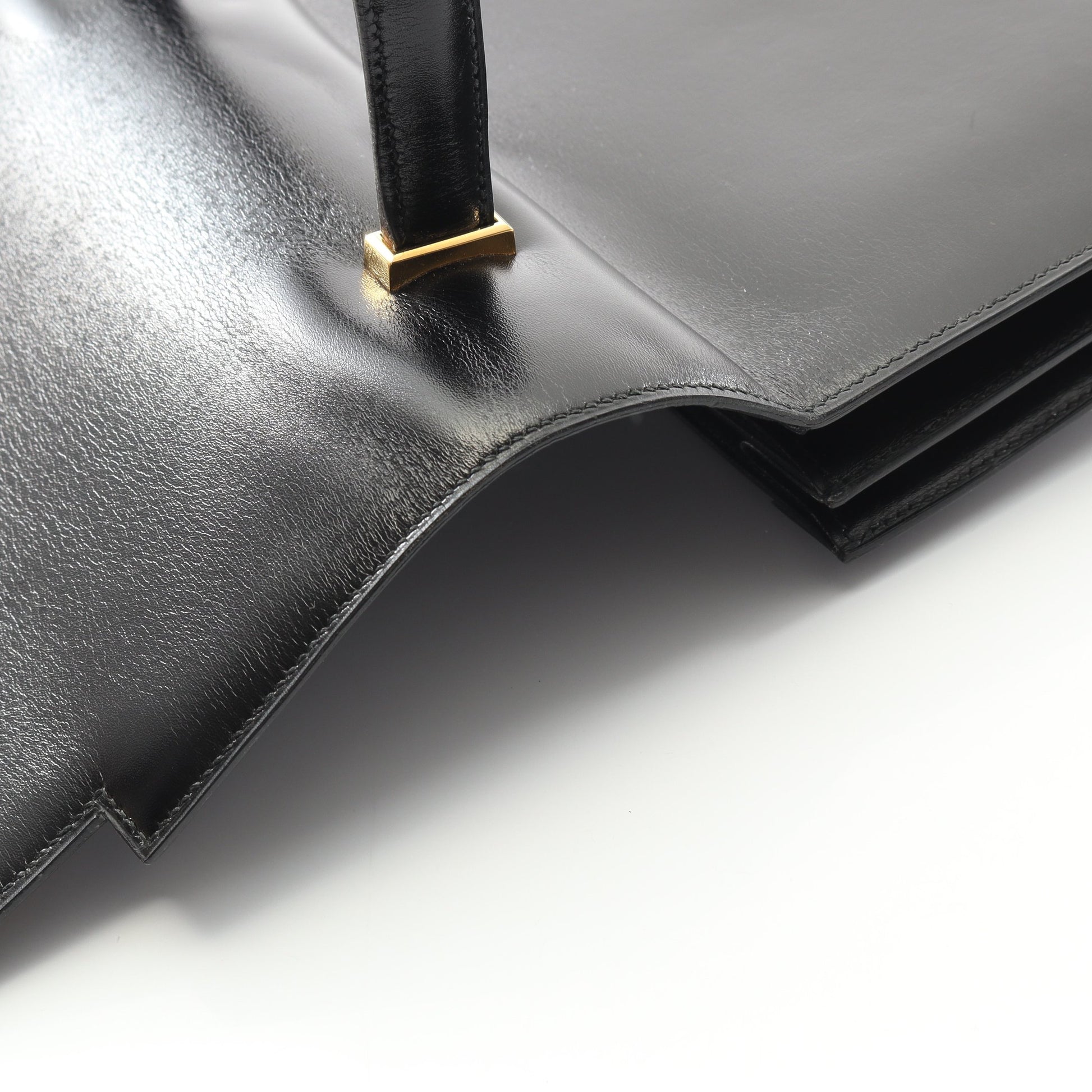 ピアノ ハンドバッグ ボックスカーフ ブラック ゴールド金具 ○P刻印 エルメス バッグ HERMES