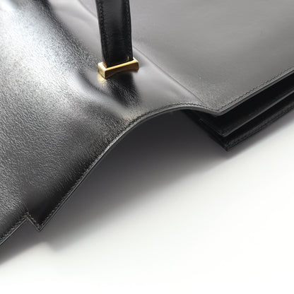 ピアノ ハンドバッグ ボックスカーフ ブラック ゴールド金具 ○P刻印 エルメス バッグ HERMES