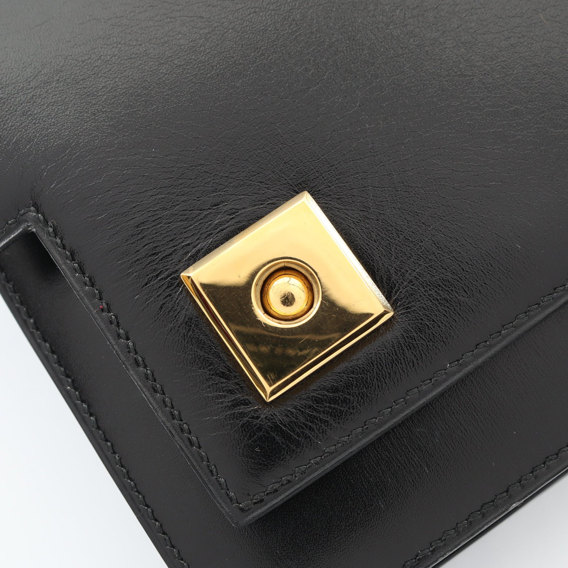 ピアノ ハンドバッグ ボックスカーフ ブラック ゴールド金具 ○P刻印 エルメス バッグ HERMES