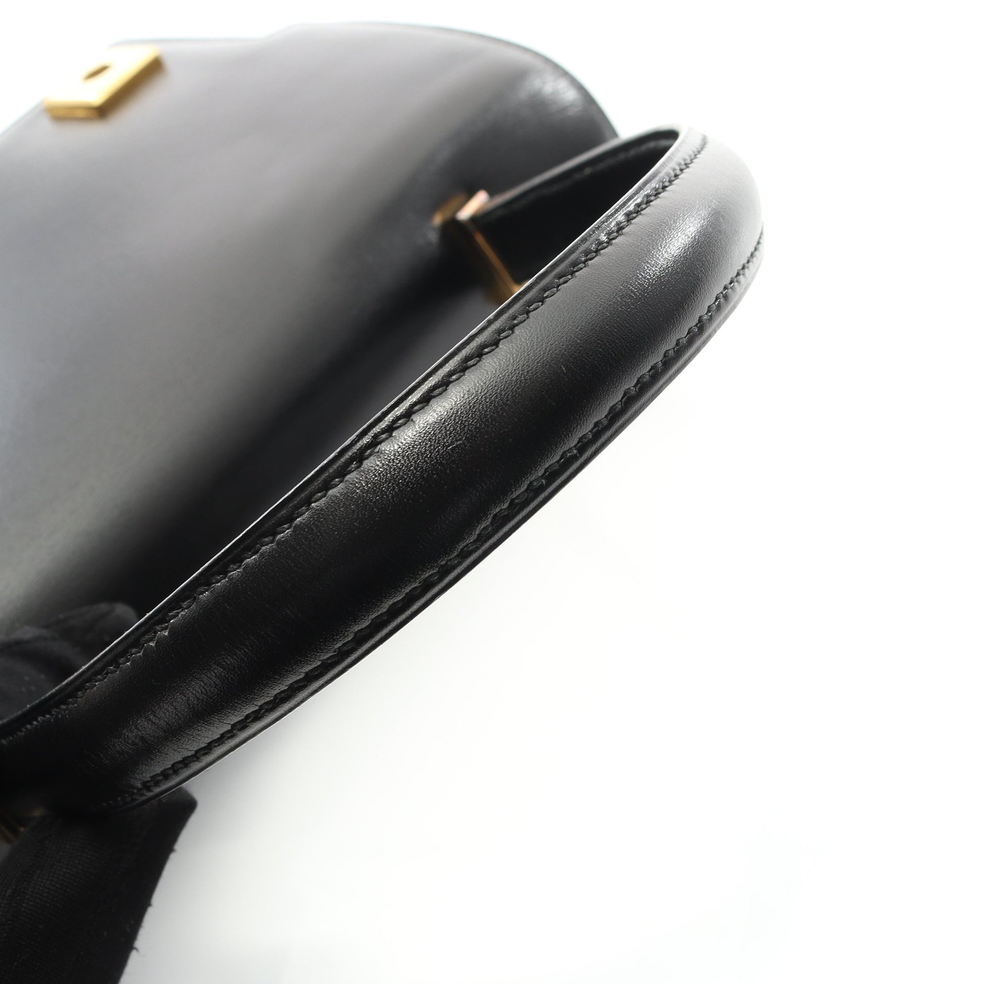ピアノ ハンドバッグ ボックスカーフ ブラック ゴールド金具 ○P刻印 エルメス バッグ HERMES