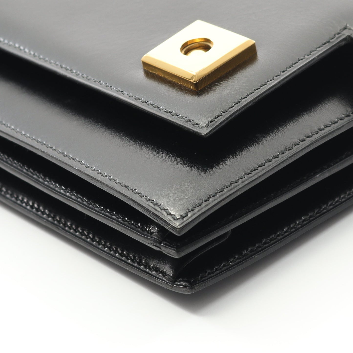 ピアノ ハンドバッグ ボックスカーフ ブラック ゴールド金具 ○P刻印 エルメス バッグ HERMES