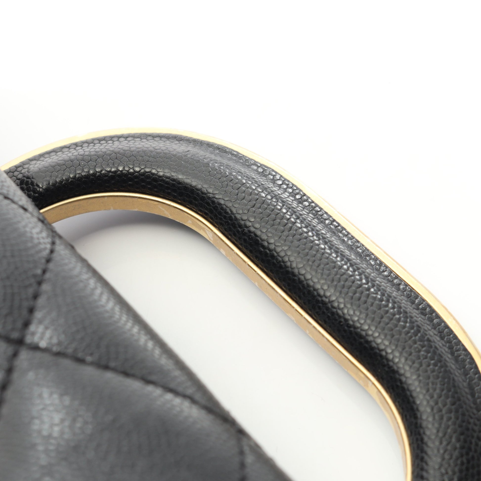 マトラッセ トップハンドル チェーンショルダーバッグ キャビアスキン ブラック ゴールド金具 2WAY シャネル バッグ CHANEL