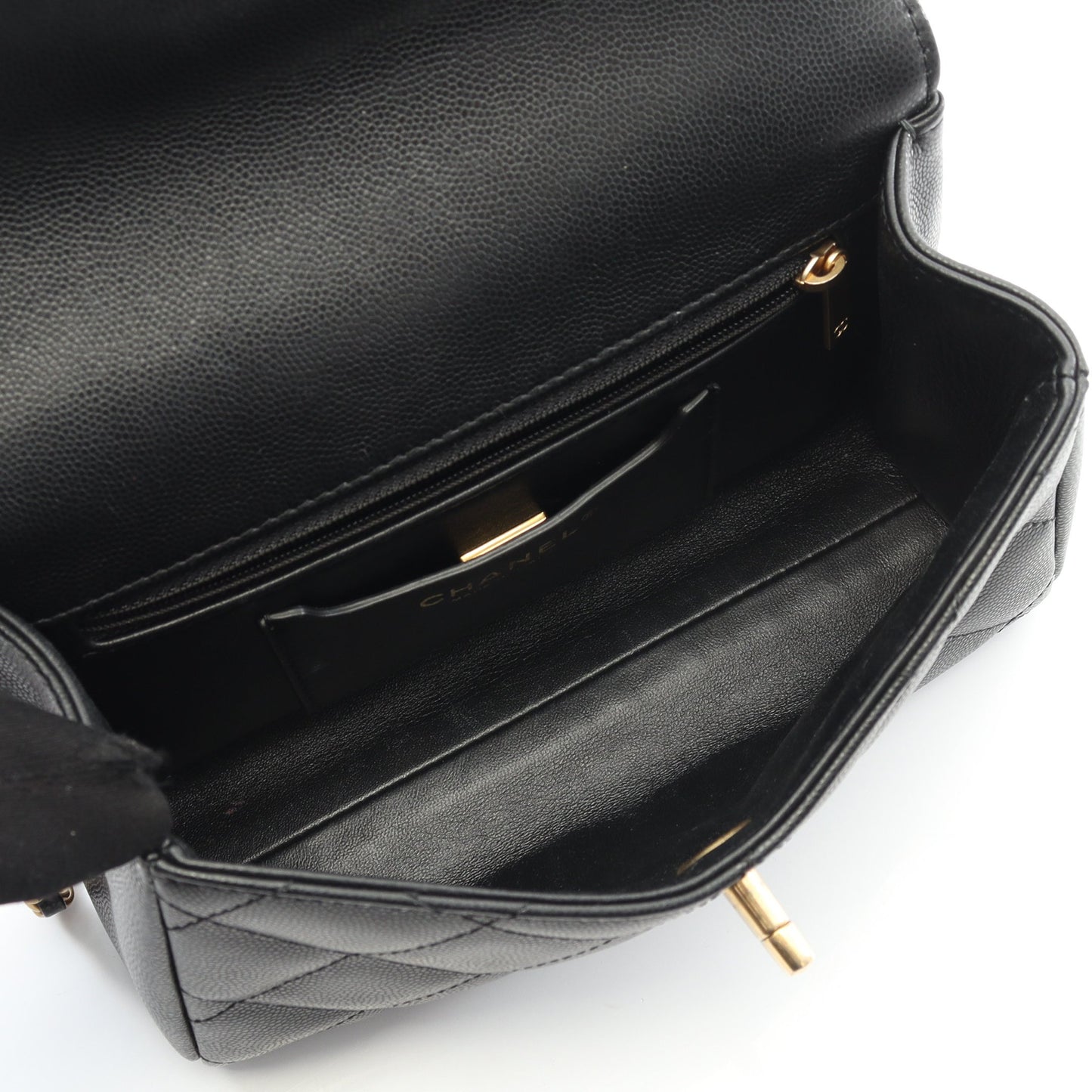 マトラッセ トップハンドル チェーンショルダーバッグ キャビアスキン ブラック ゴールド金具 2WAY シャネル バッグ CHANEL