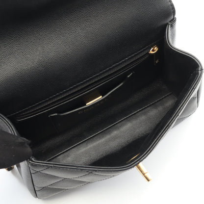マトラッセ トップハンドル チェーンショルダーバッグ キャビアスキン ブラック ゴールド金具 2WAY シャネル バッグ CHANEL