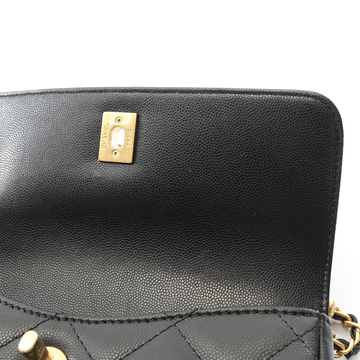 マトラッセ トップハンドル チェーンショルダーバッグ キャビアスキン ブラック ゴールド金具 2WAY シャネル バッグ CHANEL