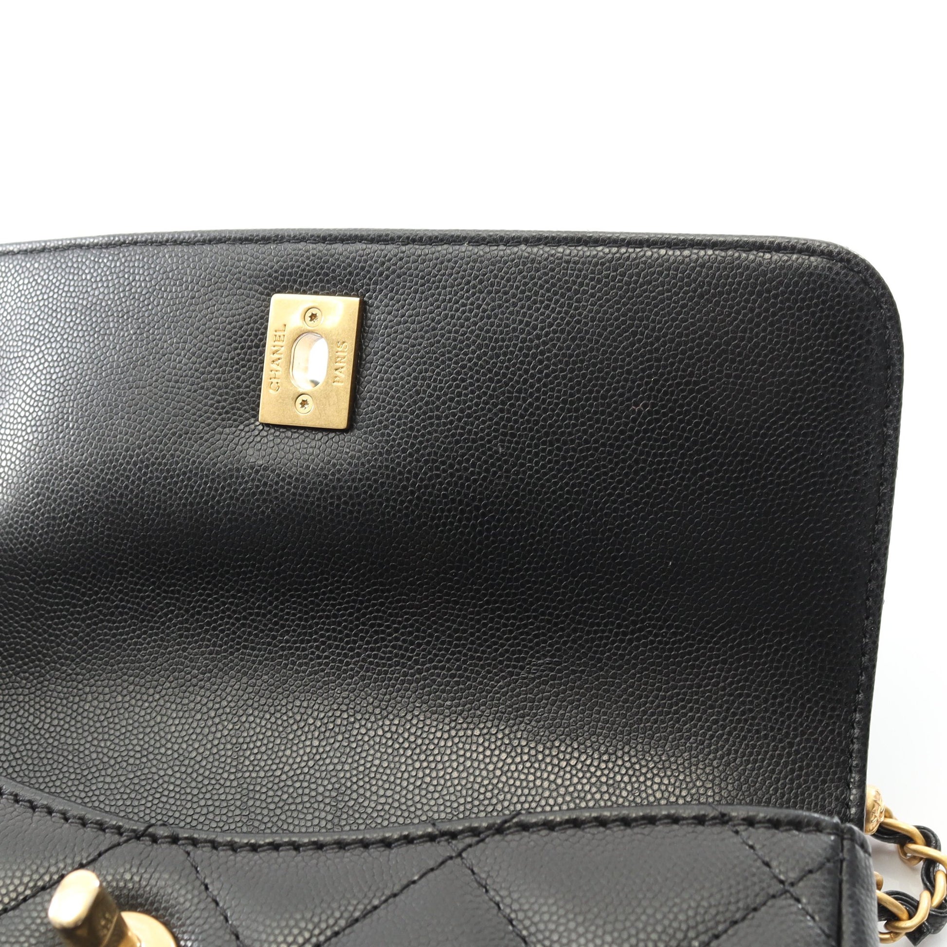 マトラッセ トップハンドル チェーンショルダーバッグ キャビアスキン ブラック ゴールド金具 2WAY シャネル バッグ CHANEL