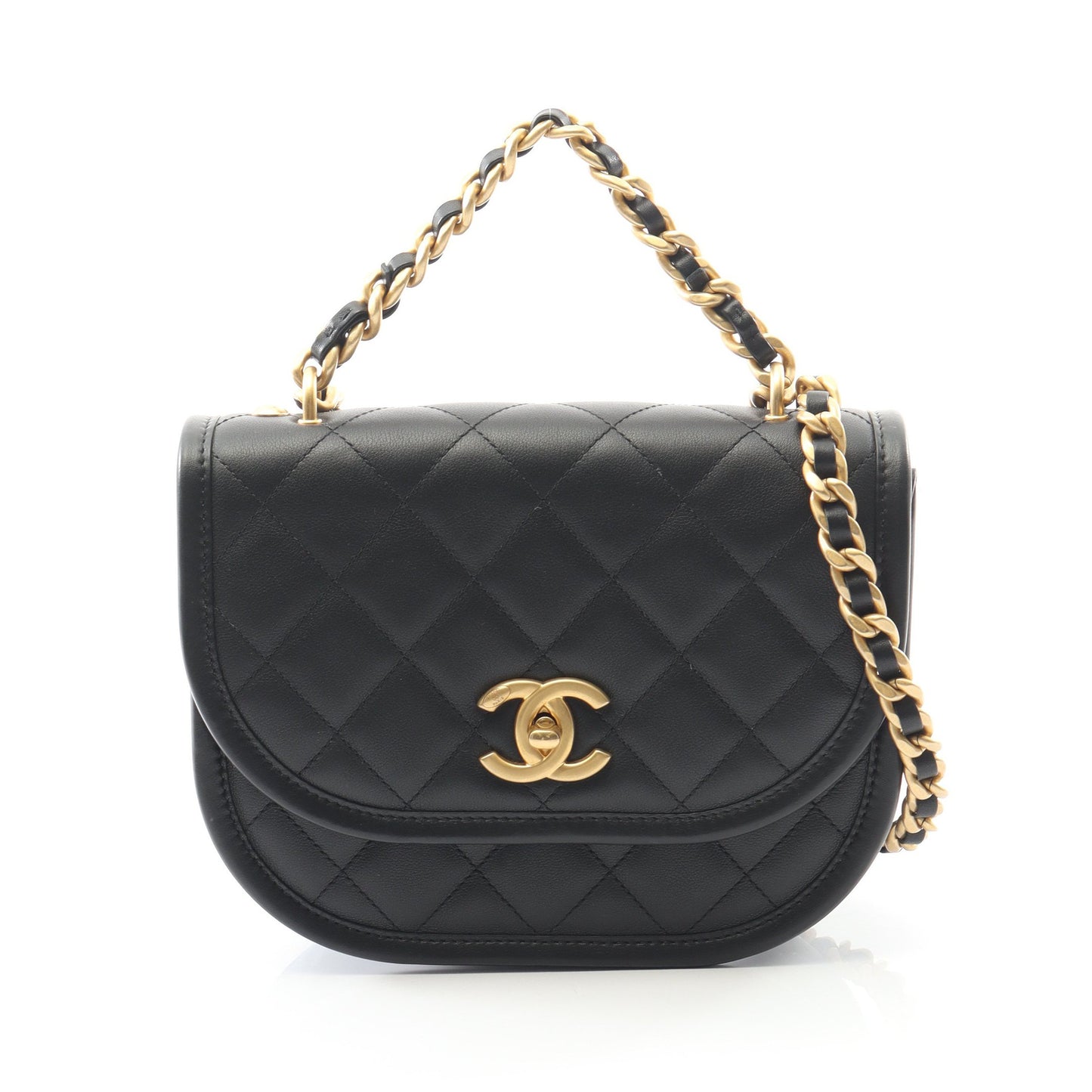 マトラッセ チェーンショルダーバッグ レザー ブラック ゴールド金具 2WAY シャネル バッグ CHANEL