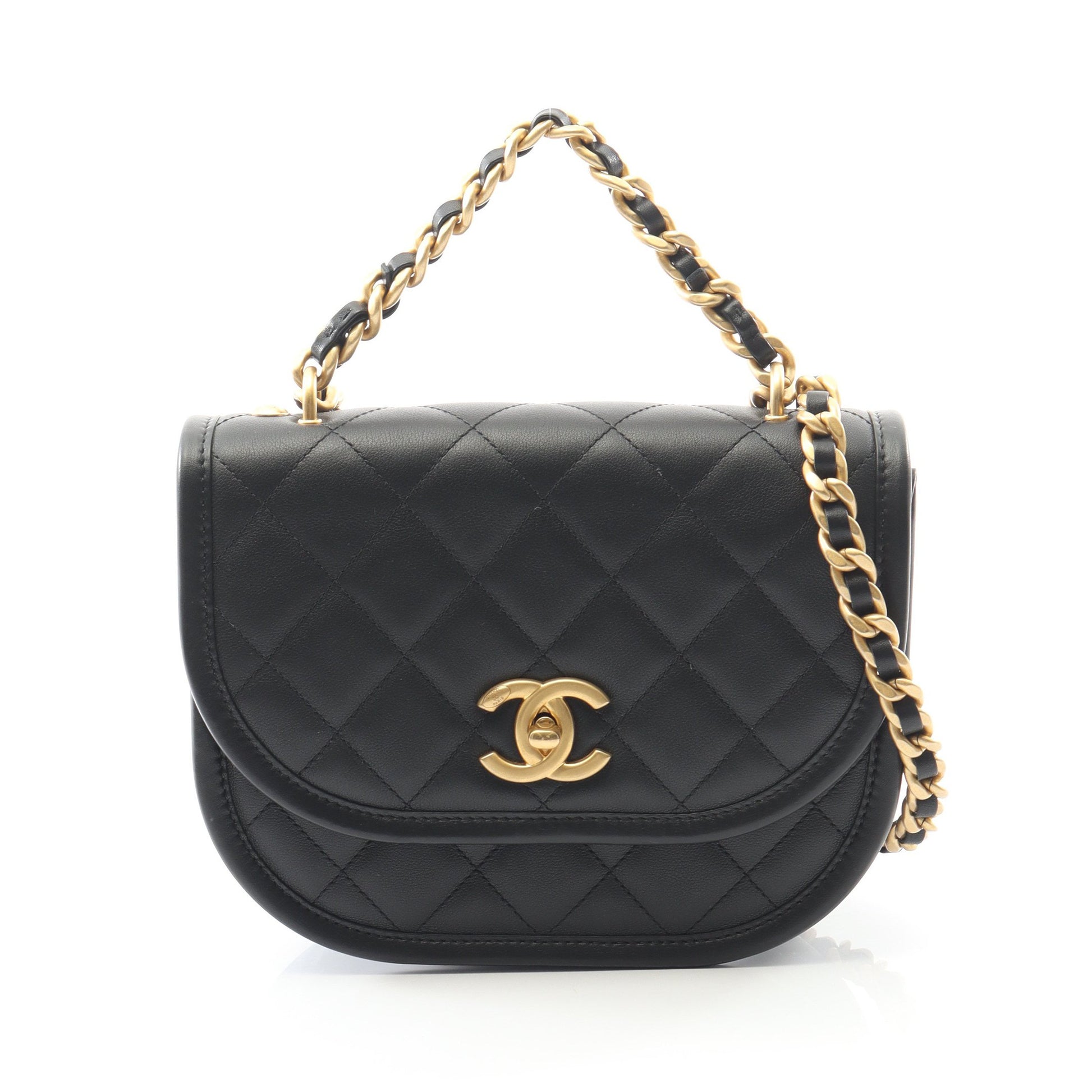 マトラッセ チェーンショルダーバッグ レザー ブラック ゴールド金具 2WAY シャネル バッグ CHANEL