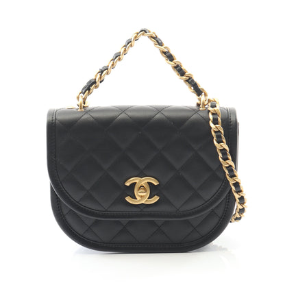 マトラッセ チェーンショルダーバッグ レザー ブラック ゴールド金具 2WAY シャネル バッグ CHANEL
