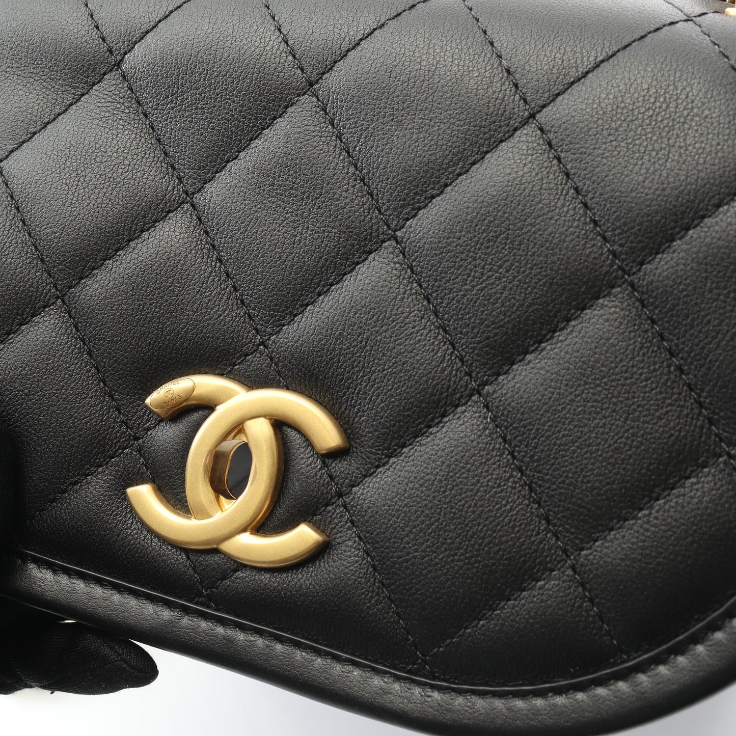 マトラッセ チェーンショルダーバッグ レザー ブラック ゴールド金具 2WAY シャネル バッグ CHANEL