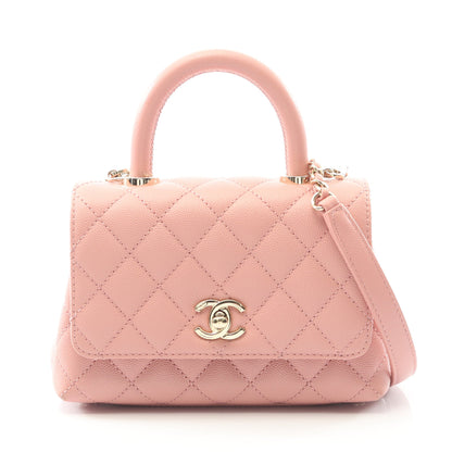 ココハンドルXXS トップハンドル ハンドバッグ キャビアスキン ピンク ゴールド金具 2WAY シャネル バッグ CHANEL