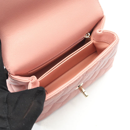 ココハンドルXXS トップハンドル ハンドバッグ キャビアスキン ピンク ゴールド金具 2WAY シャネル バッグ CHANEL
