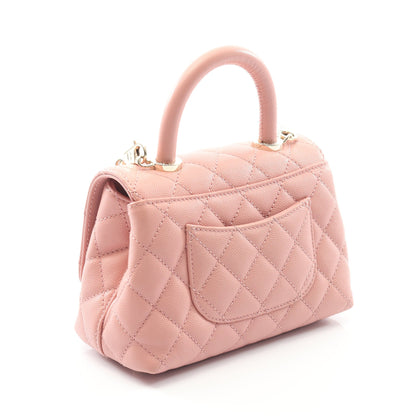 ココハンドルXXS トップハンドル ハンドバッグ キャビアスキン ピンク ゴールド金具 2WAY シャネル バッグ CHANEL