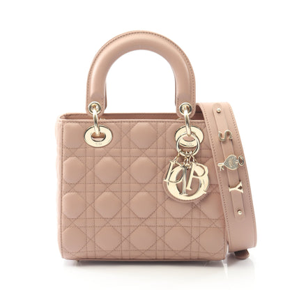 LADY DIOR MY ABCDIOR レディディオール スモール カナージュ ハンドバッグ レザー ピンクベージュ 2WAY クリスチャンディオール バッグ Christian Dior