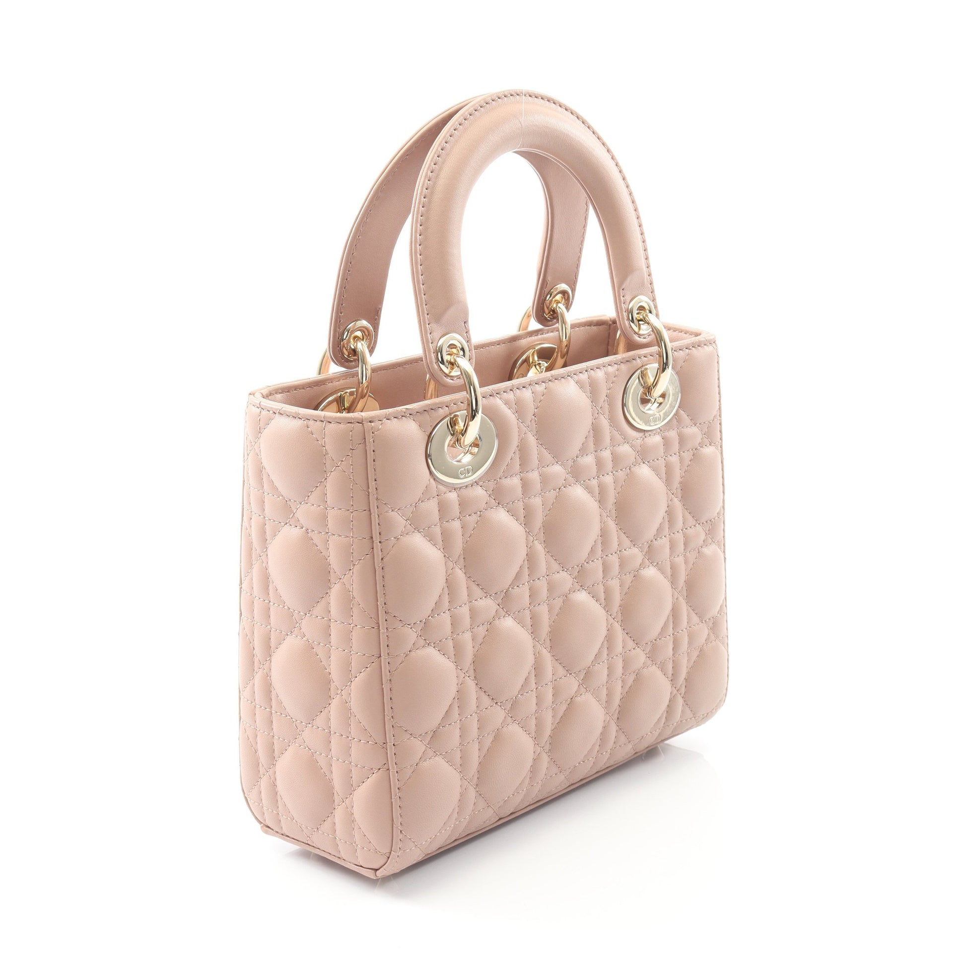 LADY DIOR MY ABCDIOR レディディオール スモール カナージュ ハンドバッグ レザー ピンクベージュ 2WAY クリスチャンディオール バッグ Christian Dior