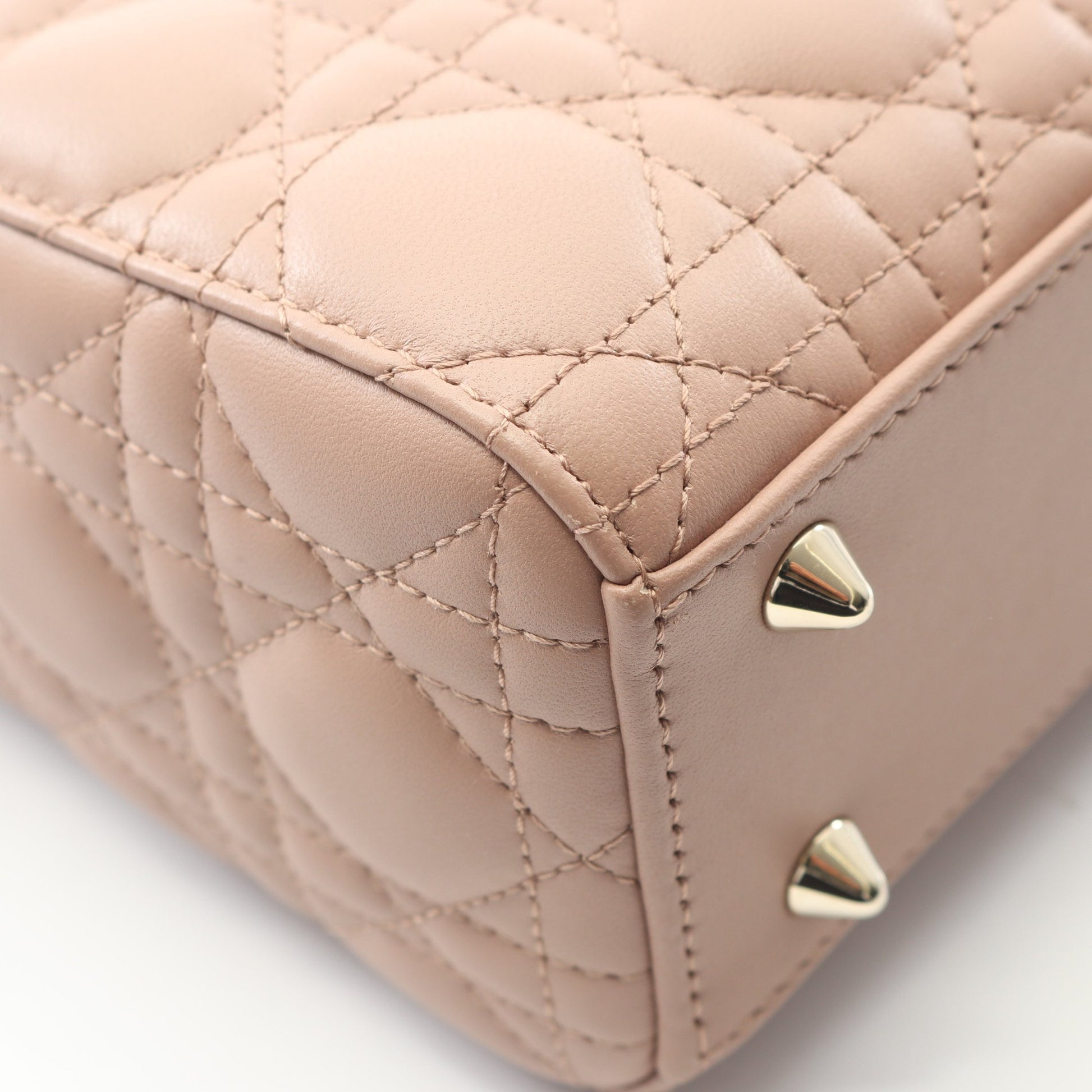 LADY DIOR MY ABCDIOR レディディオール スモール カナージュ ハンドバッグ レザー ピンクベージュ 2WAY クリスチャンディオール バッグ Christian Dior