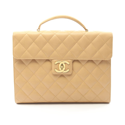 マトラッセ ブリーフケース ビジネスバッグ キャビアスキン ベージュ ゴールド金具 シャネル バッグ CHANEL
