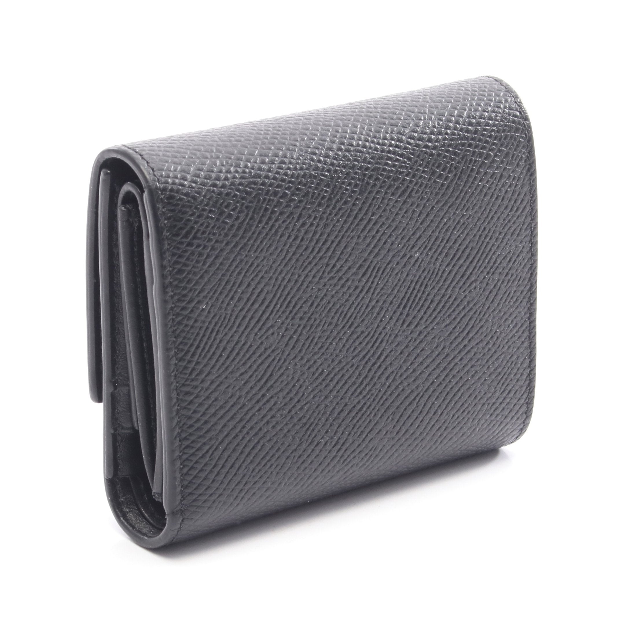 スモール トリフォールドウォレット 三つ折り財布 レザー ブラック