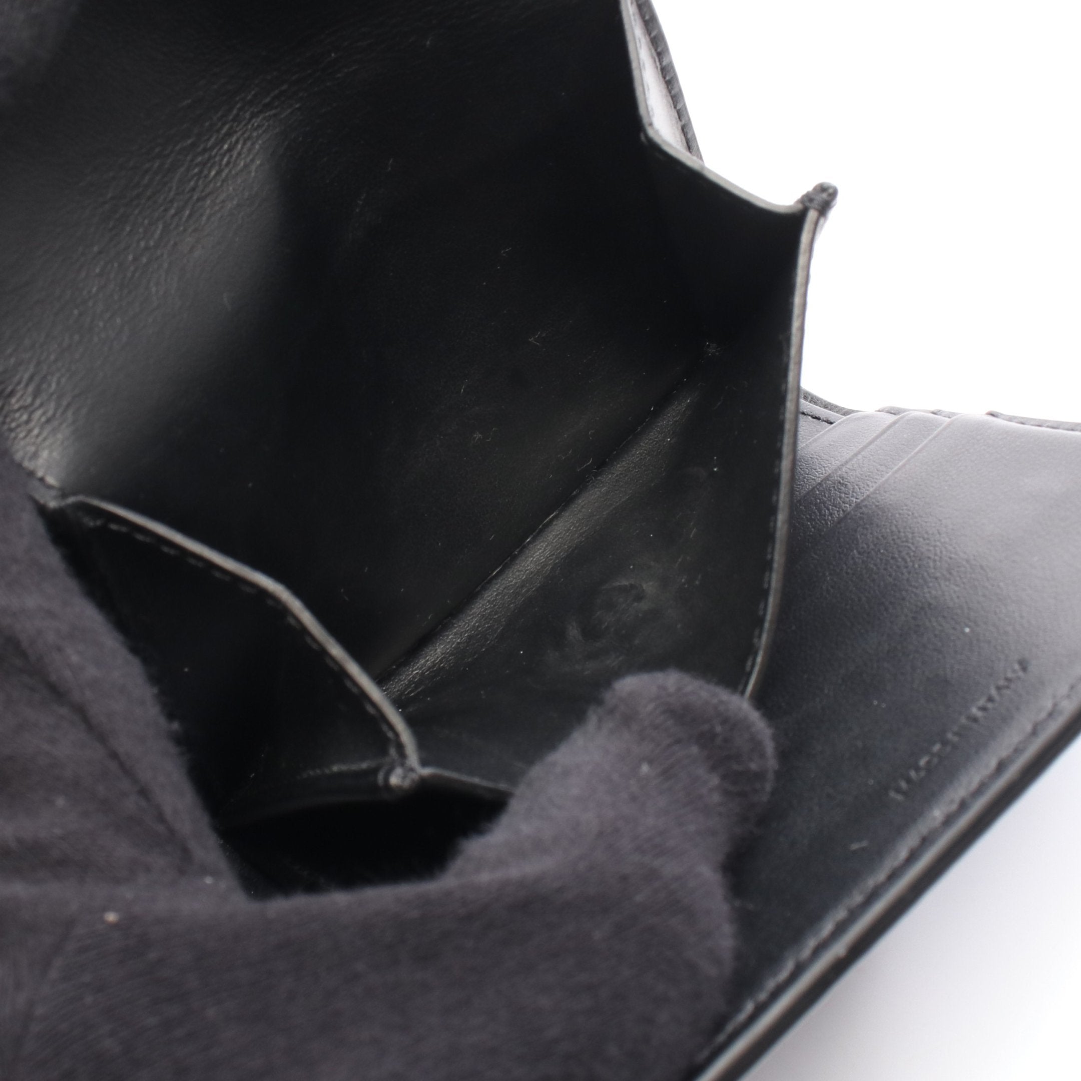 スモール トリフォールドウォレット 三つ折り財布 レザー ブラック