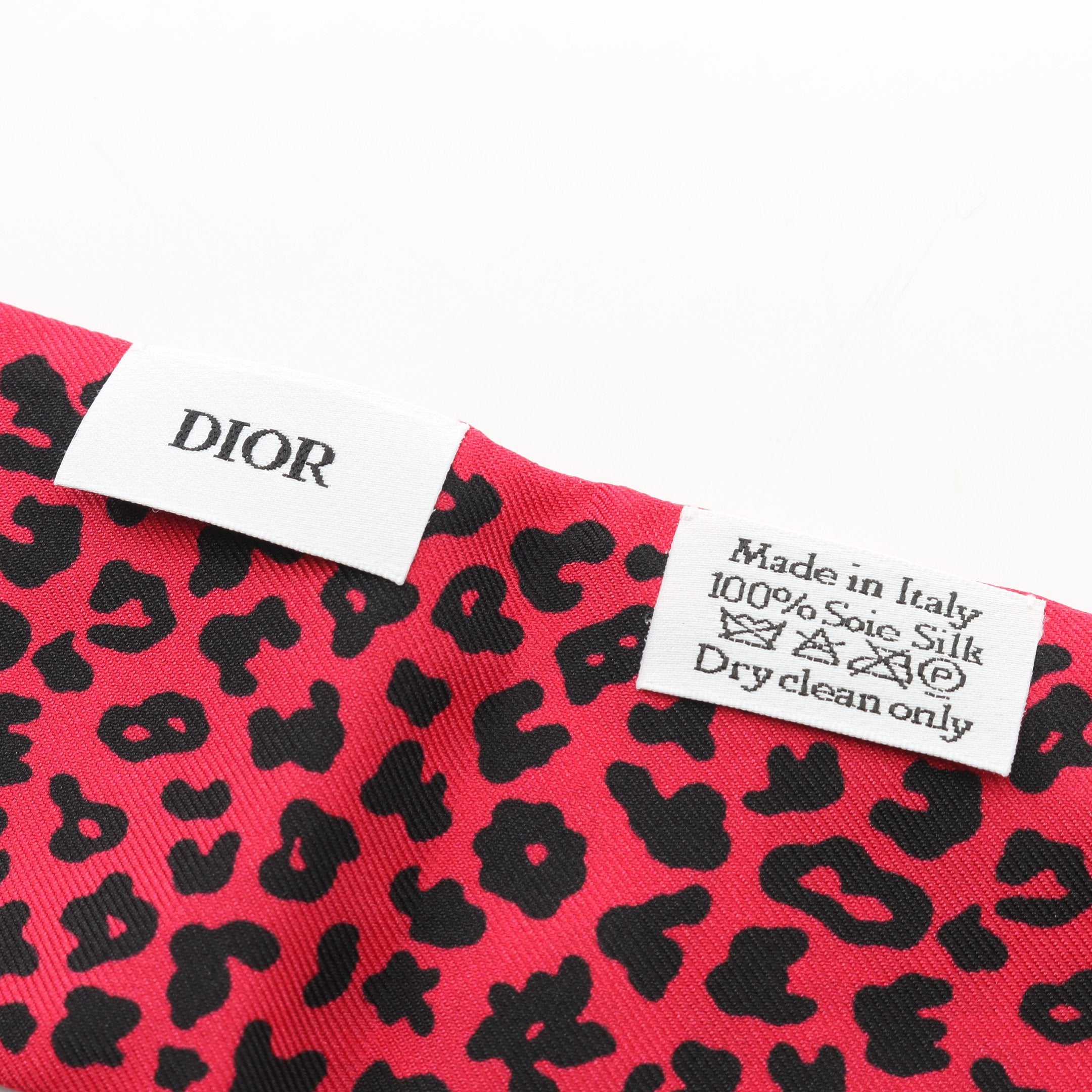 ミッツァ リボン スカーフ レオパード シルク ピンクレッド ブラック