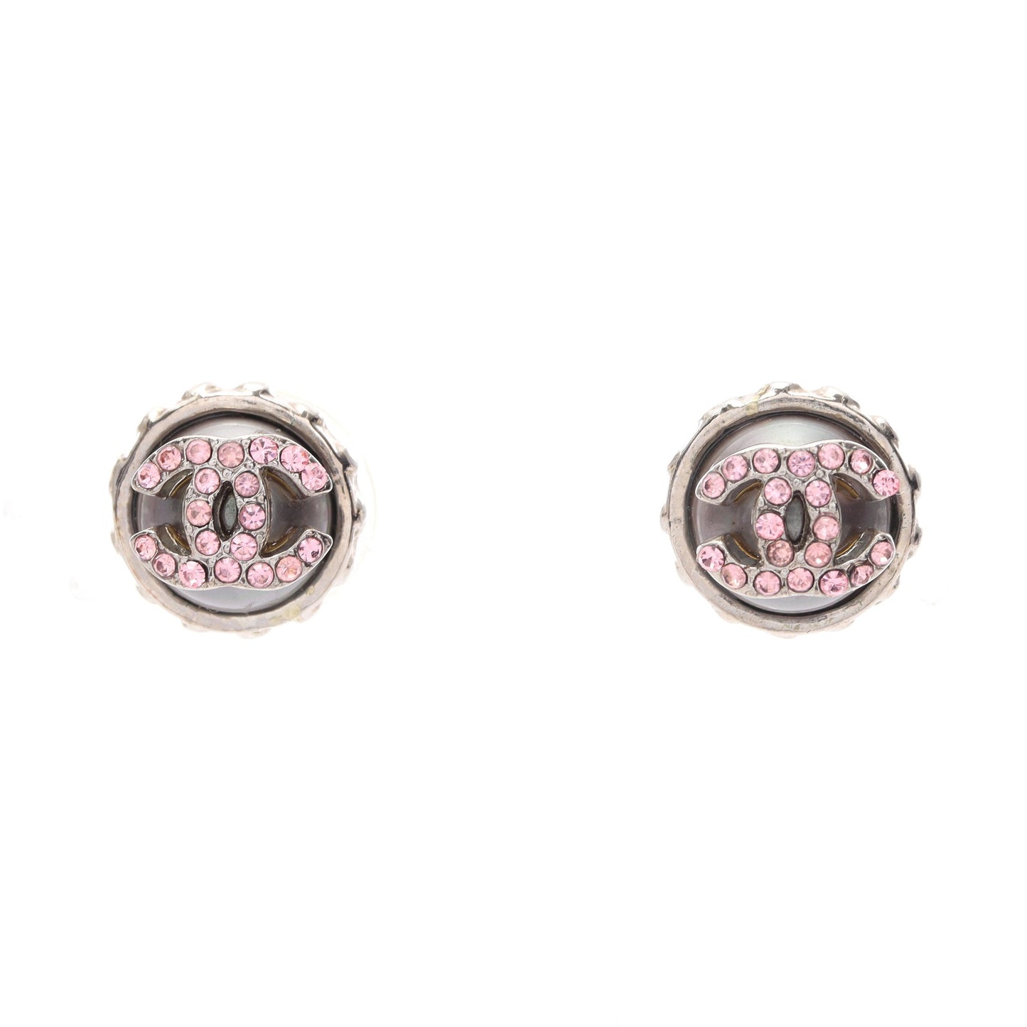 ココマーク ピアス ラインストーン シルバー ピンク 02C シャネル アクセサリー CHANEL