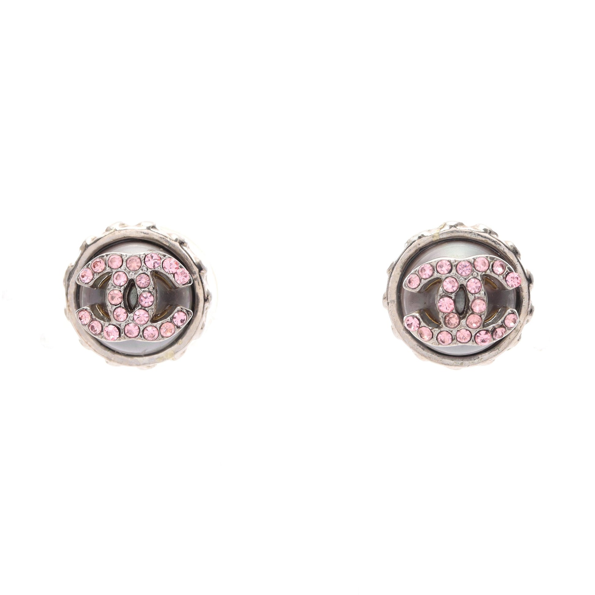 ココマーク ピアス ラインストーン シルバー ピンク 02C シャネル アクセサリー CHANEL