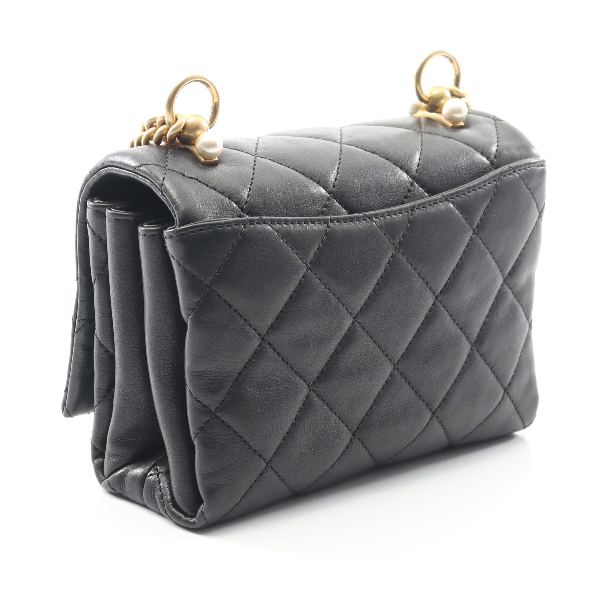 ミニマトラッセ チェーンショルダーバッグ レザー ブラック ゴールド金具 シャネル バッグ CHANEL