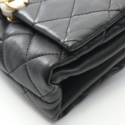ミニマトラッセ チェーンショルダーバッグ レザー ブラック ゴールド金具 シャネル バッグ CHANEL