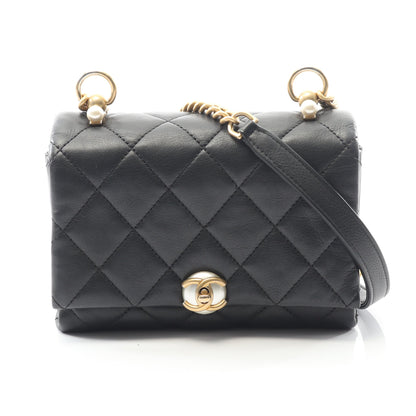 ミニマトラッセ チェーンショルダーバッグ レザー ブラック ゴールド金具 シャネル バッグ CHANEL