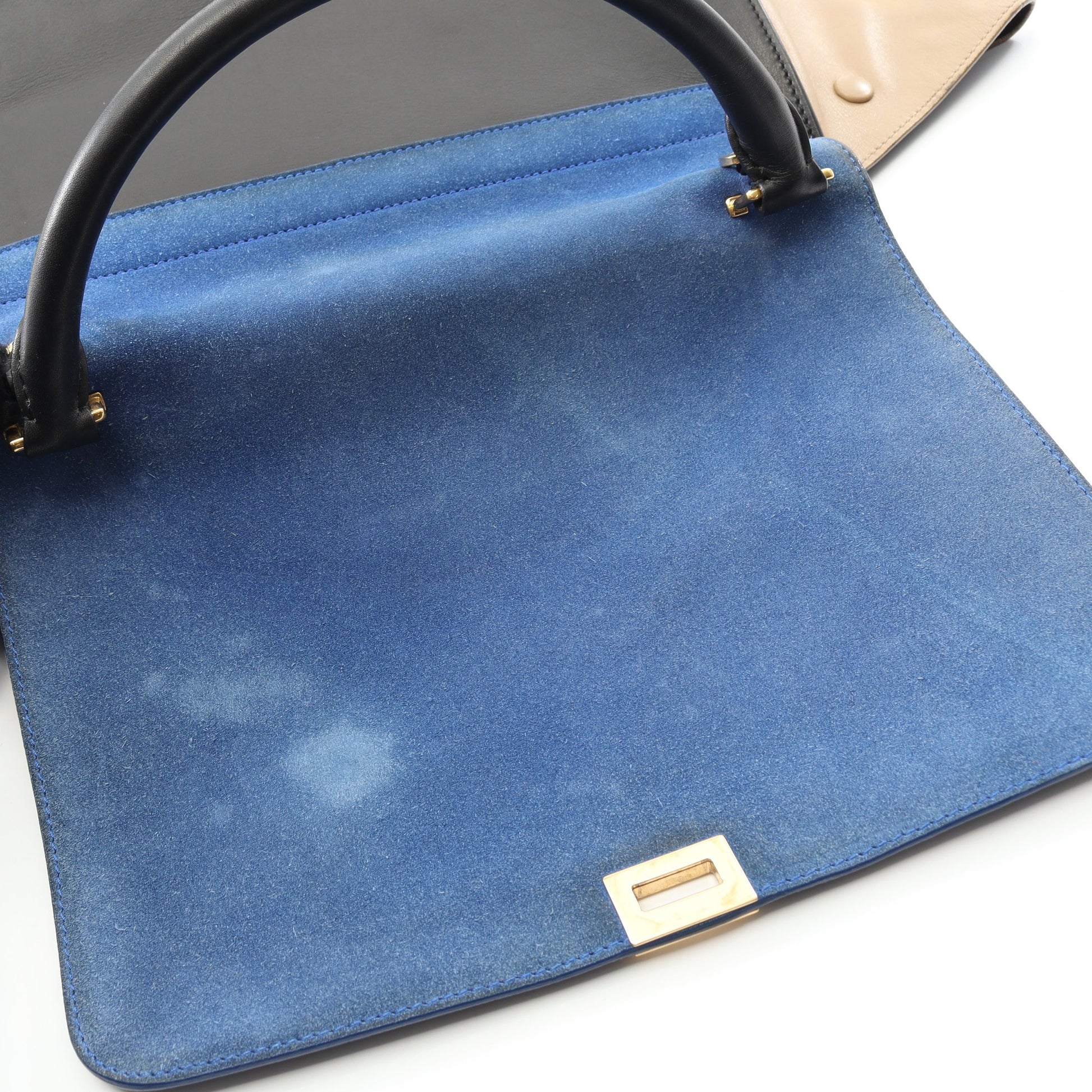 トラペーズ ミディアム ハンドバッグ レザー スエード ブラック ブルー ベージュ 2WAY セリーヌ バッグ CELINE