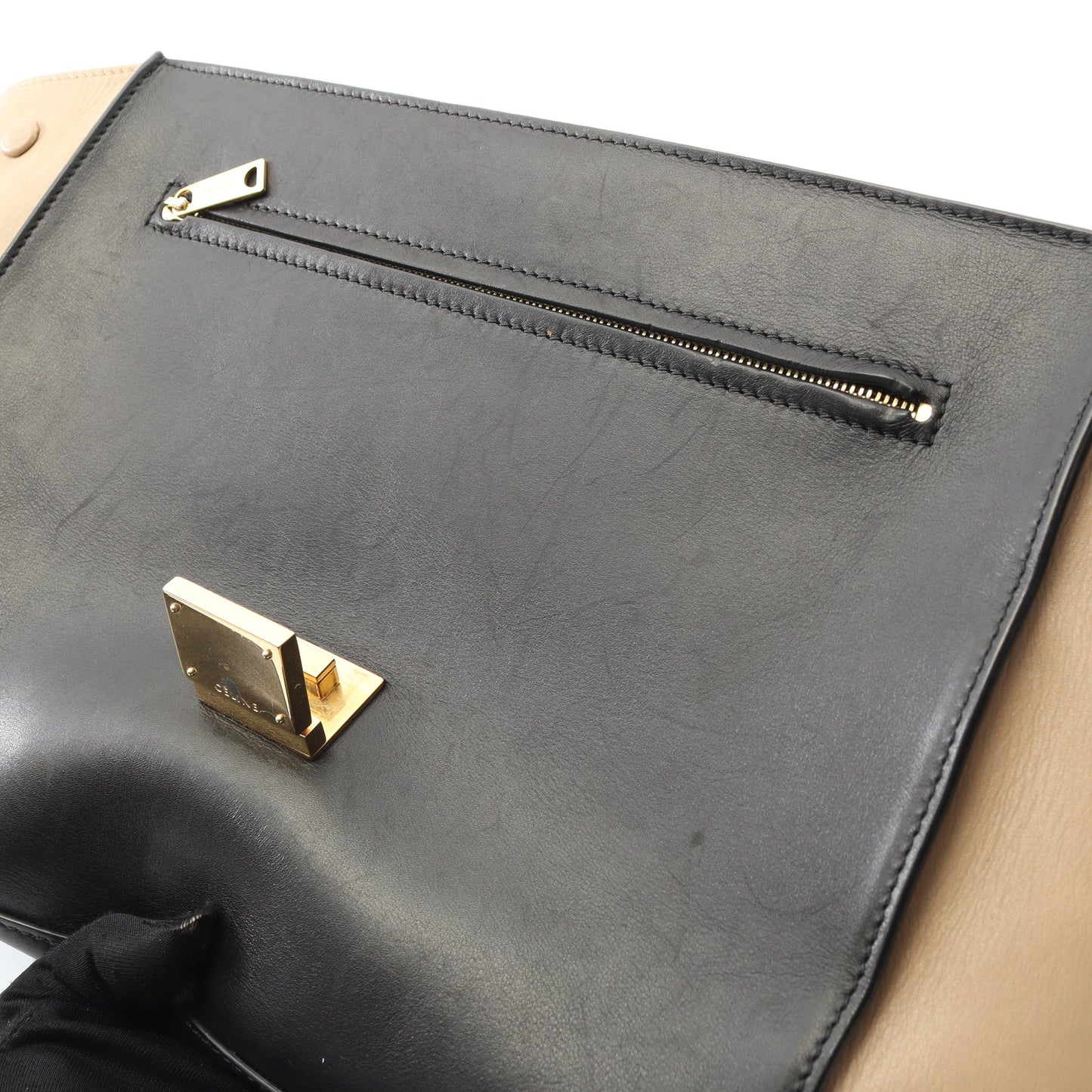 トラペーズ ミディアム ハンドバッグ レザー スエード ブラック ブルー ベージュ 2WAY セリーヌ バッグ CELINE
