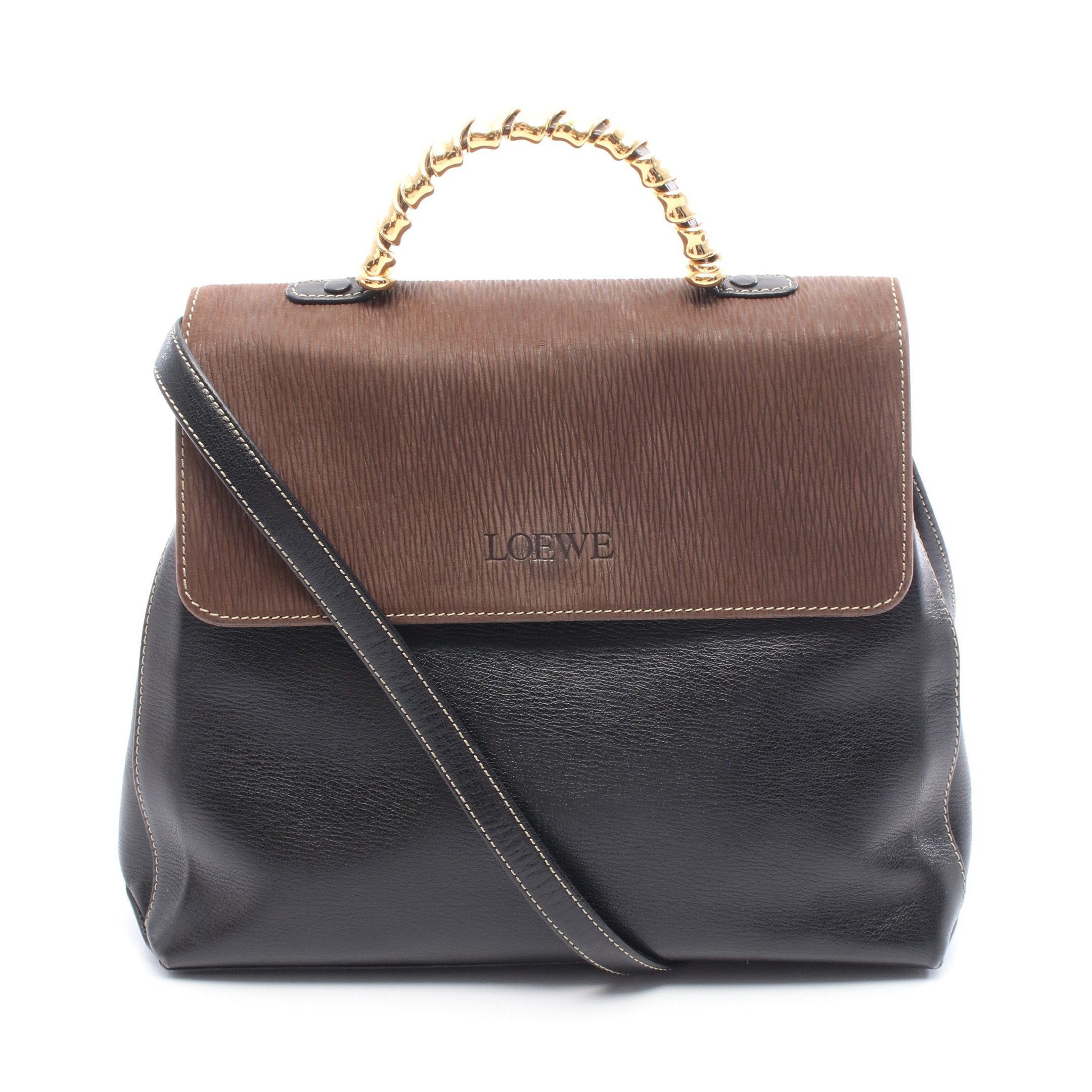 LOEWE ブラウン レザー ハンドバッグ LOEWE/ロエベ バケット レザー ハンドバッグ ブラウン レディース