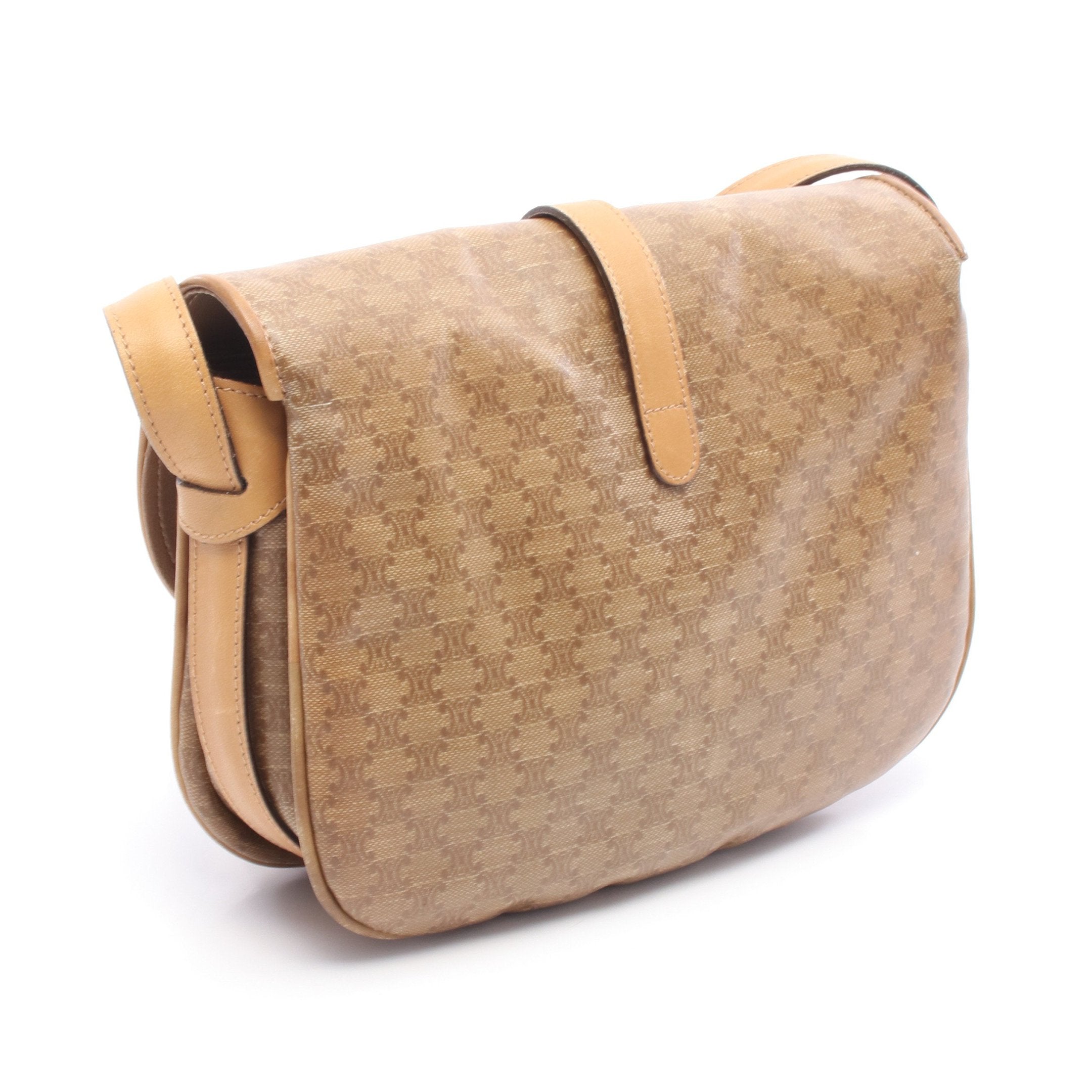 【美品】セリーヌ サークル マカダム ベルト ブラウン レザー PVC ワイド 美品】セリーヌ サークル マカダム ベルト ブラウン レザー PVC ワイド