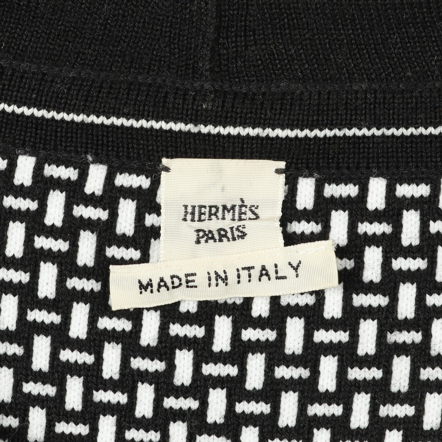 ニット 半袖 総柄 ウール ブラック ホワイト ジップアップ エルメス トップス HERMES